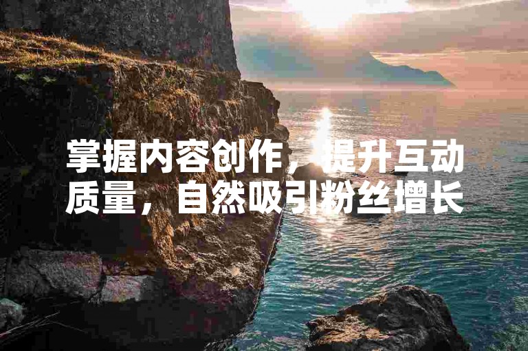 掌握内容创作，提升互动质量，自然吸引粉丝增长。