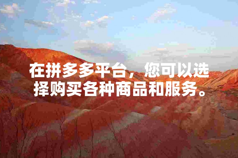 在拼多多平台，您可以选择购买各种商品和服务。
