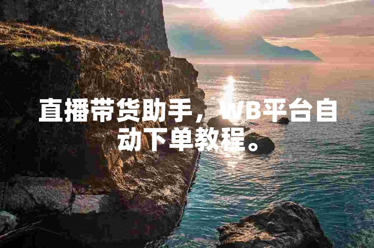 直播带货助手，WB平台自动下单教程。
