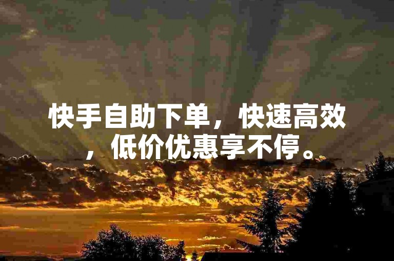 快手自助下单，快速高效，低价优惠享不停。