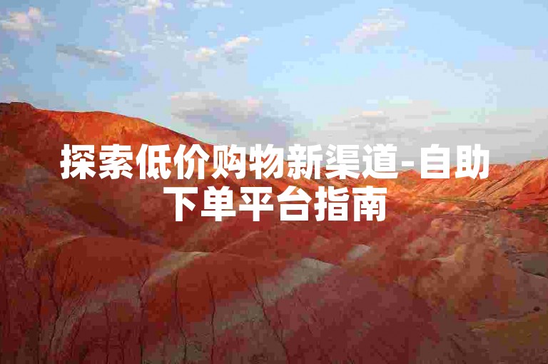 探索低价购物新渠道-自助下单平台指南