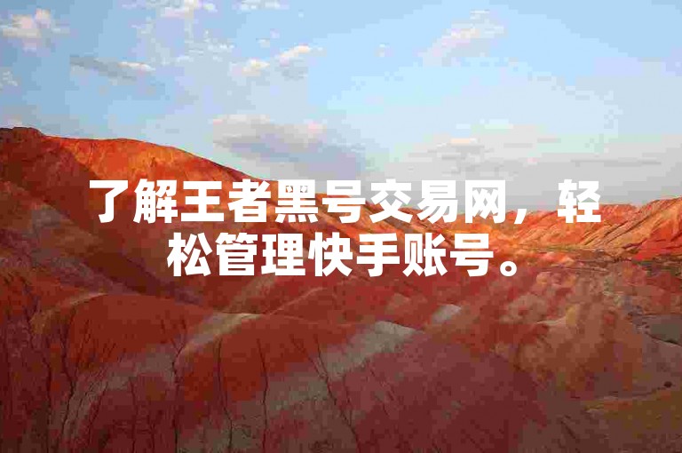了解王者黑号交易网，轻松管理快手账号。