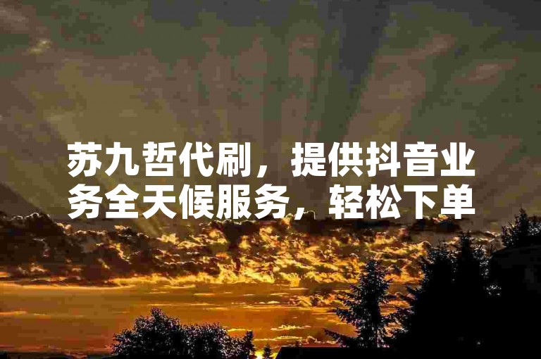苏九哲代刷，提供抖音业务全天候服务，轻松下单享优惠。