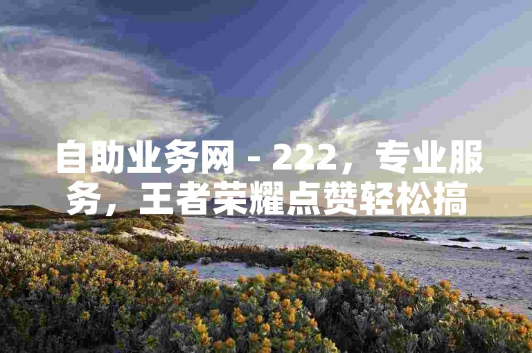 自助业务网 - 222，专业服务，王者荣耀点赞轻松搞定。