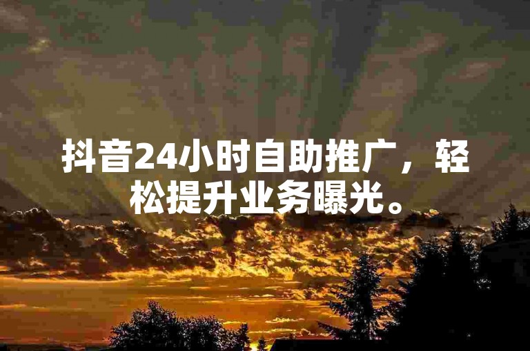 抖音24小时自助推广，轻松提升业务曝光。