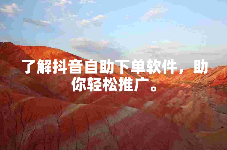 了解抖音自助下单软件，助你轻松推广。