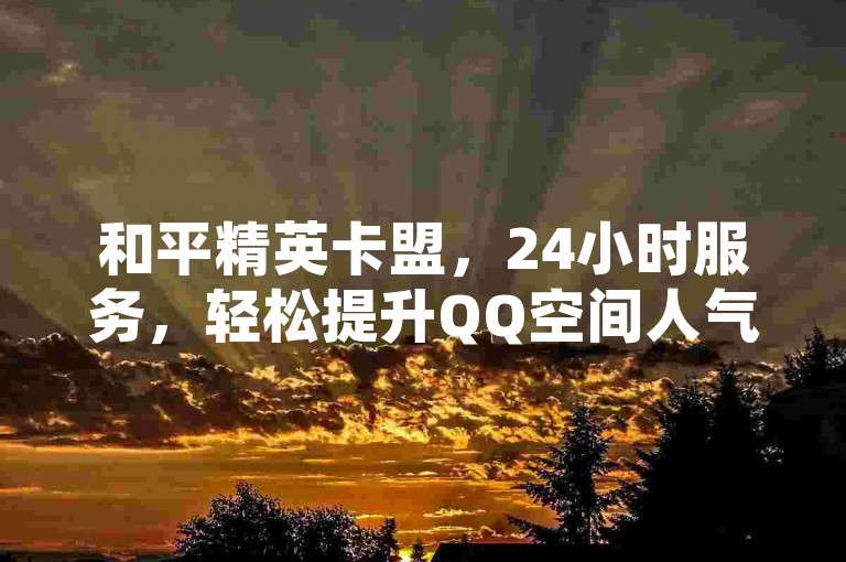 和平精英卡盟，24小时服务，轻松提升QQ空间人气。