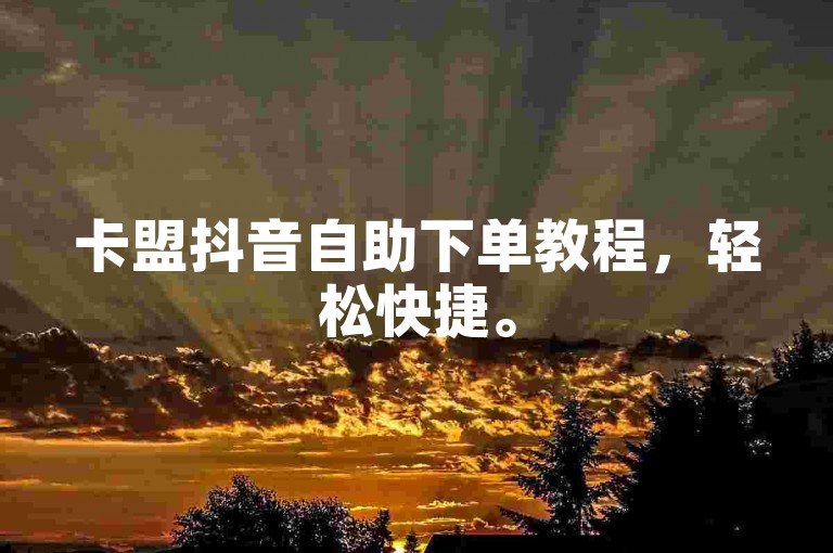 卡盟抖音自助下单教程，轻松快捷。