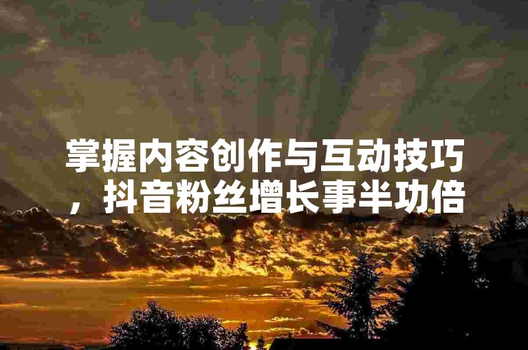 掌握内容创作与互动技巧，抖音粉丝增长事半功倍。
