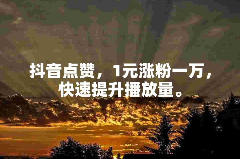 抖音点赞，1元涨粉一万，快速提升播放量。