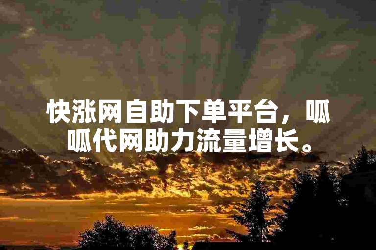 快涨网自助下单平台，呱呱代网助力流量增长。