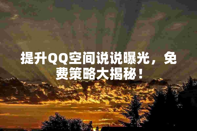 提升QQ空间说说曝光，免费策略大揭秘！