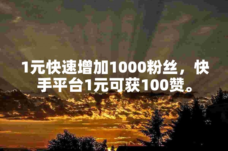 1元快速增加1000粉丝，快手平台1元可获100赞。