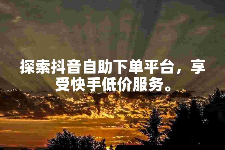 探索抖音自助下单平台，享受快手低价服务。