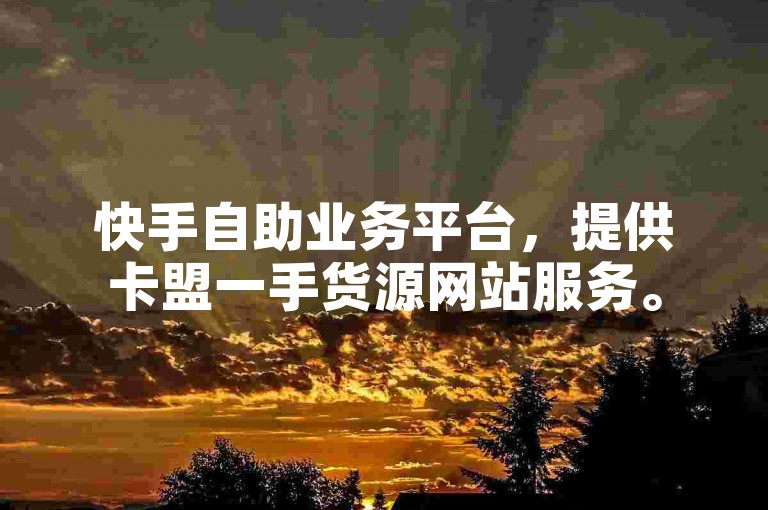 快手自助业务平台，提供卡盟一手货源网站服务。