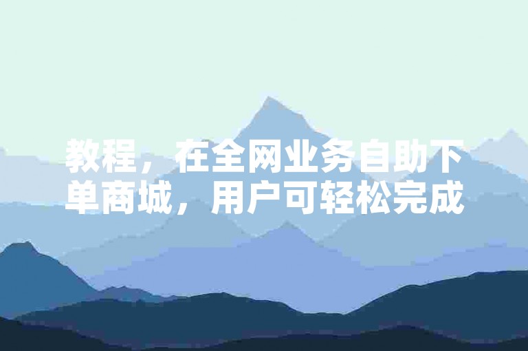 教程，在全网业务自助下单商城，用户可轻松完成各类业务的一站式办理。