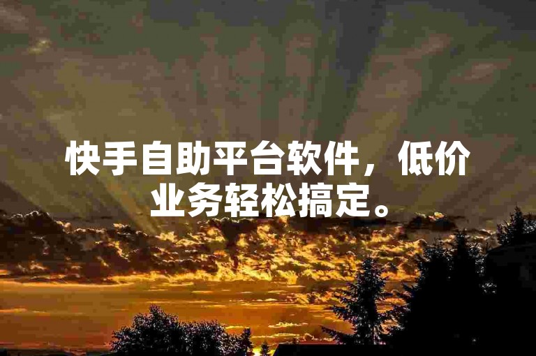 快手自助平台软件，低价业务轻松搞定。