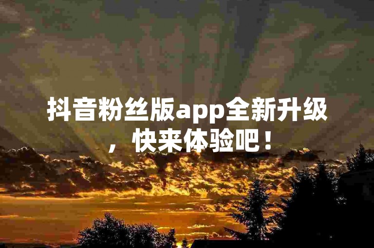 抖音粉丝版app全新升级，快来体验吧！