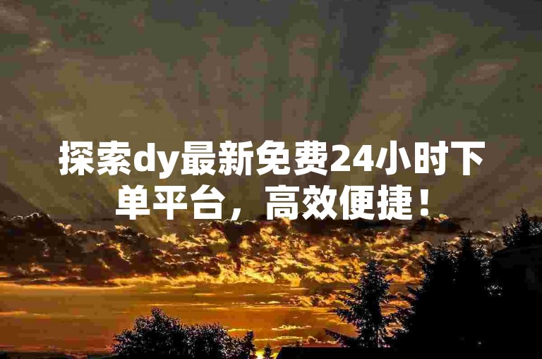 探索dy最新免费24小时下单平台，高效便捷！
