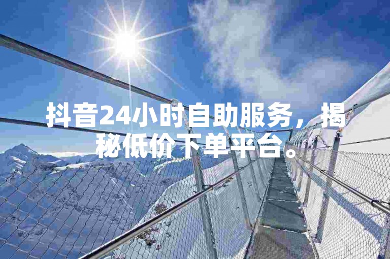 抖音24小时自助服务，揭秘低价下单平台。
