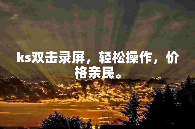 ks双击录屏，轻松操作，价格亲民。