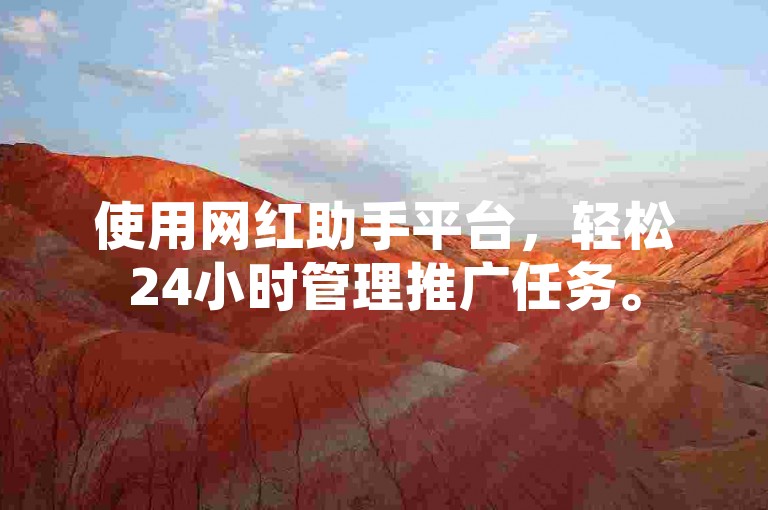 使用网红助手平台，轻松24小时管理推广任务。