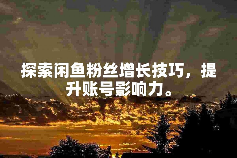 探索闲鱼粉丝增长技巧，提升账号影响力。