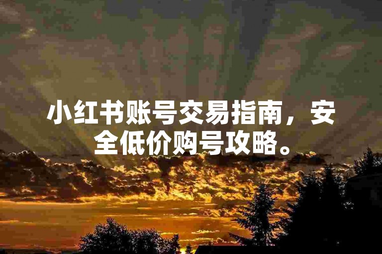 小红书账号交易指南，安全低价购号攻略。