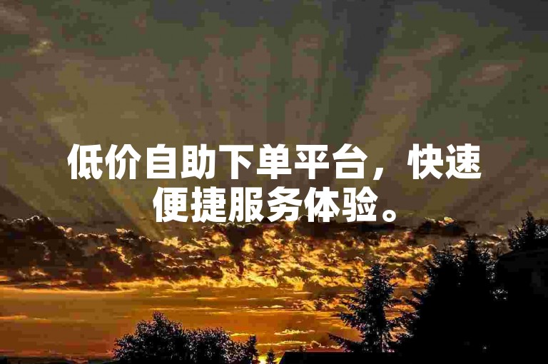 低价自助下单平台，快速便捷服务体验。