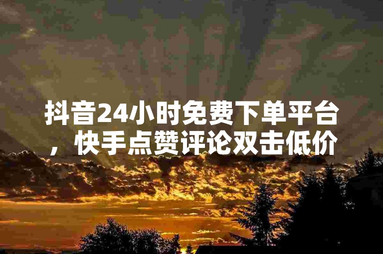 抖音24小时免费下单平台，快手点赞评论双击低价网站。