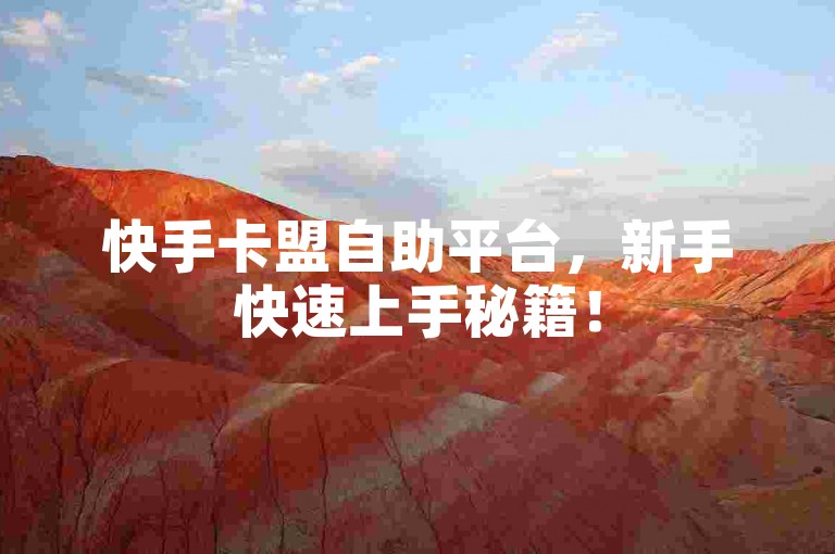 快手卡盟自助平台，新手快速上手秘籍！