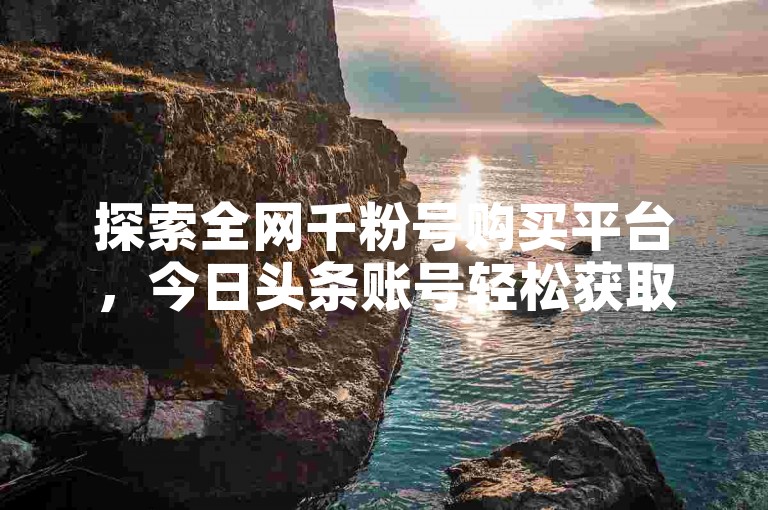 探索全网千粉号购买平台，今日头条账号轻松获取！
