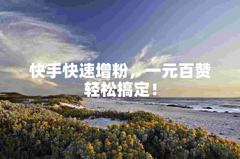 快手快速增粉，一元百赞轻松搞定！