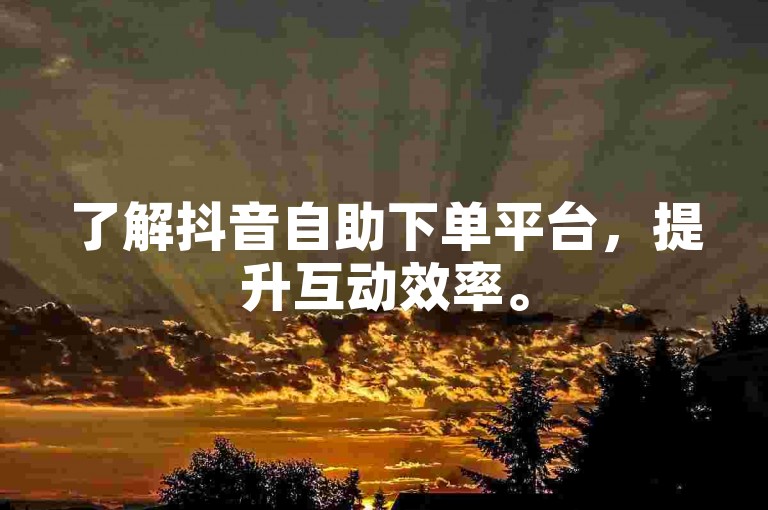 了解抖音自助下单平台，提升互动效率。