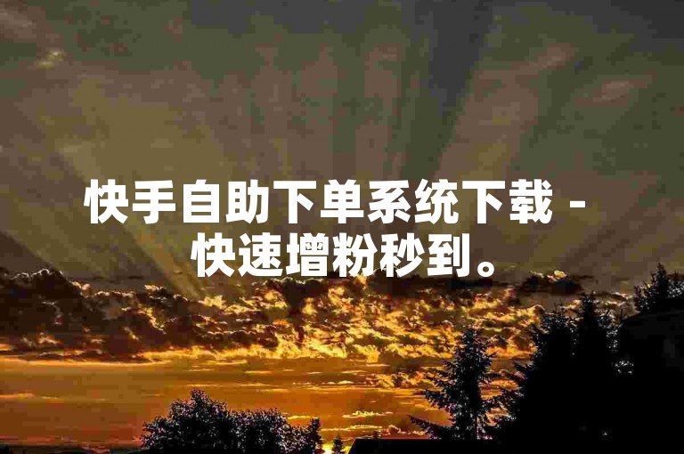 快手自助下单系统下载 - 快速增粉秒到。