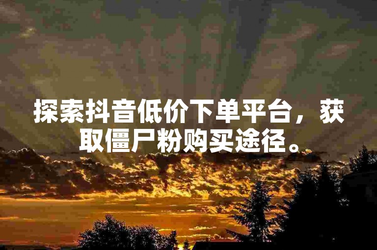 探索抖音低价下单平台，获取僵尸粉购买途径。