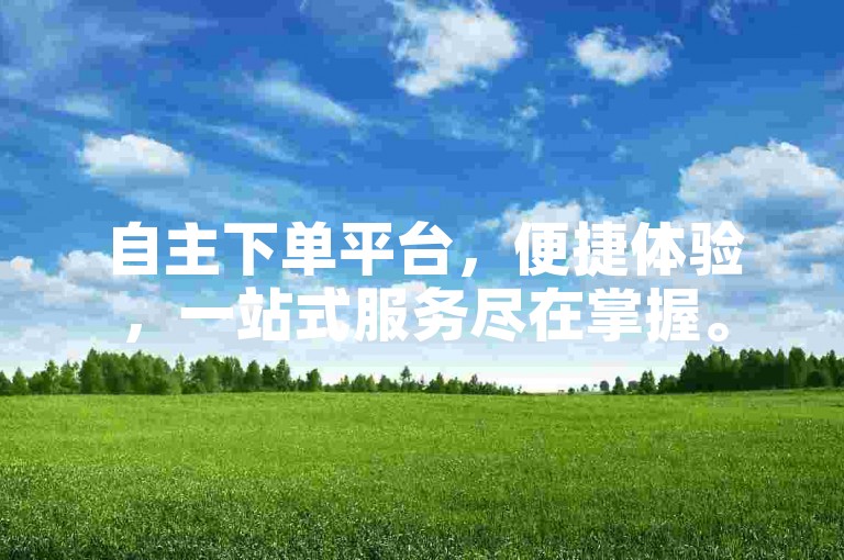 自主下单平台，便捷体验，一站式服务尽在掌握。