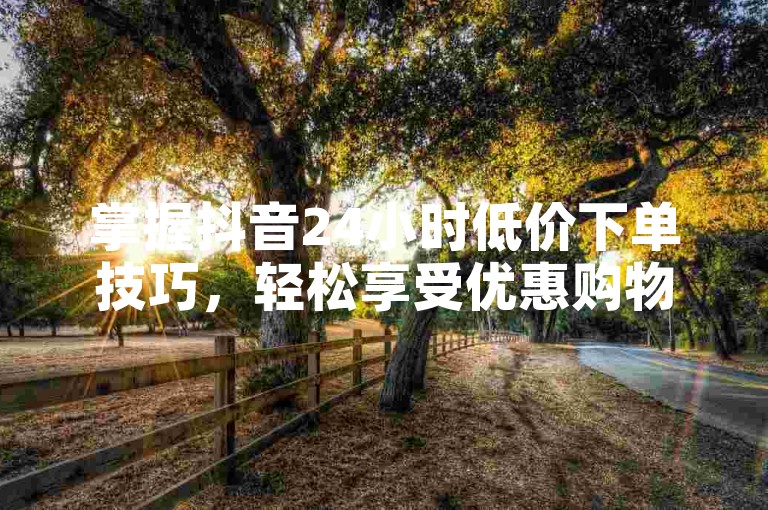 掌握抖音24小时低价下单技巧，轻松享受优惠购物体验。