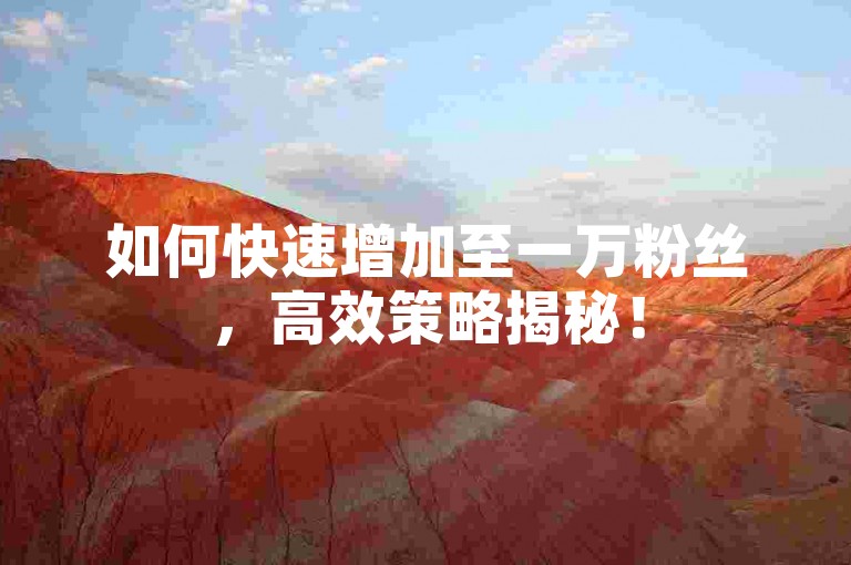 如何快速增加至一万粉丝，高效策略揭秘！