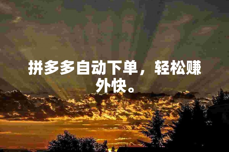 拼多多自动下单，轻松赚外快。