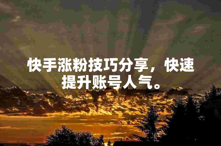 快手涨粉技巧分享，快速提升账号人气。
