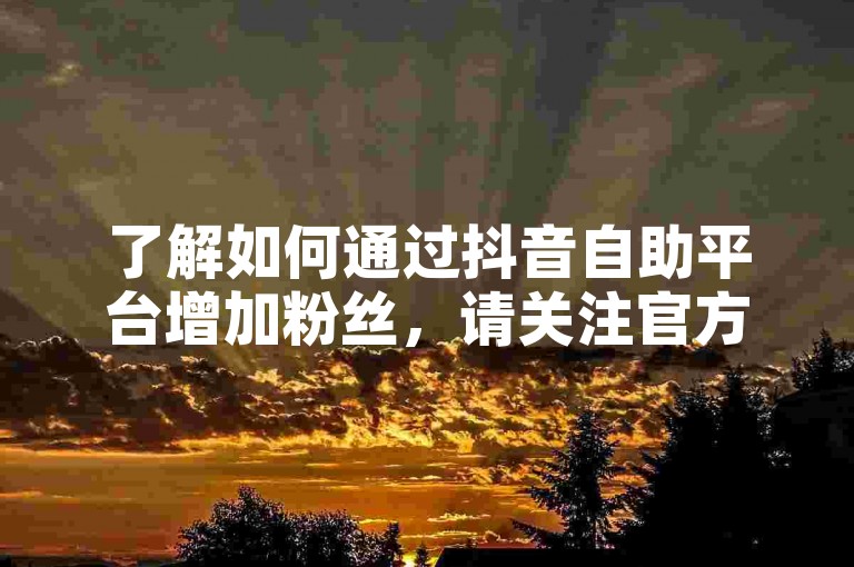 了解如何通过抖音自助平台增加粉丝，请关注官方指南。