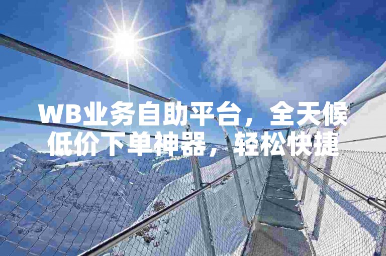 WB业务自助平台，全天候低价下单神器，轻松快捷。