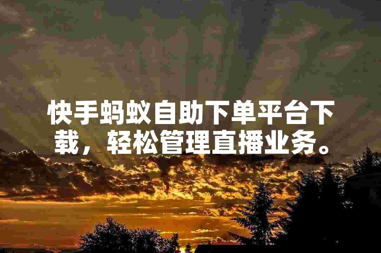 快手蚂蚁自助下单平台下载，轻松管理直播业务。