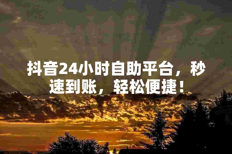 抖音24小时自助平台，秒速到账，轻松便捷！