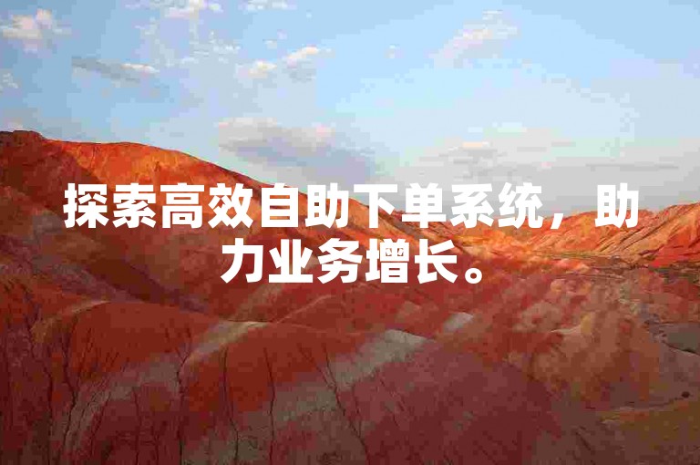 探索高效自助下单系统，助力业务增长。