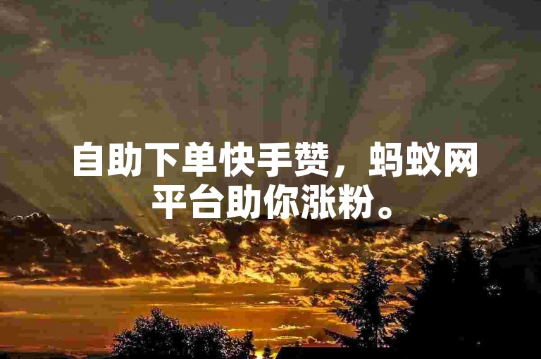 自助下单快手赞，蚂蚁网平台助你涨粉。