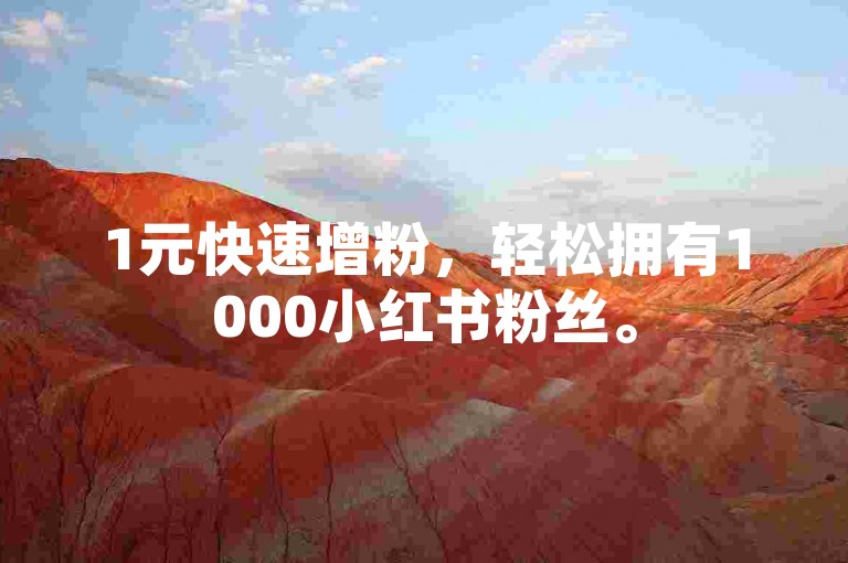 1元快速增粉，轻松拥有1000小红书粉丝。