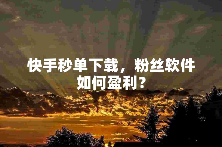 快手秒单下载，粉丝软件如何盈利？