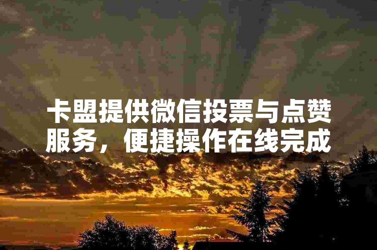 卡盟提供微信投票与点赞服务，便捷操作在线完成。